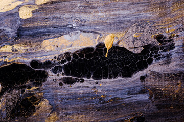 Acrylic art golden  background. Abstract paint texture.