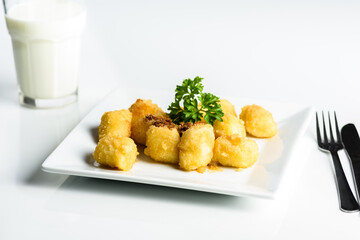lazy dumplings with breadcrumbs and butter