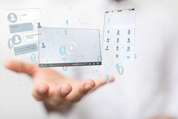 virtual develop interface web application in hand