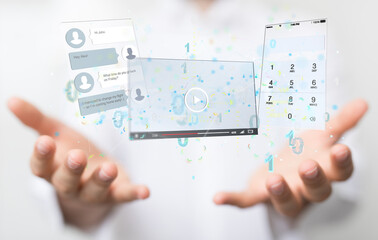 virtual develop interface web application in hand