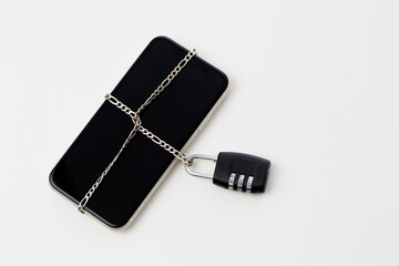 Digital detox concept, cell phone locked 