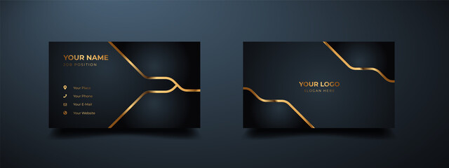 Modern luxury business card print template design. Inspiration from the abstract. Contact card for company. Two sided golden design. Vector illustration print template.