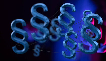 Fototapeta premium Symbol of Law and Justice - Paragraph / section sign - 3D Rendering