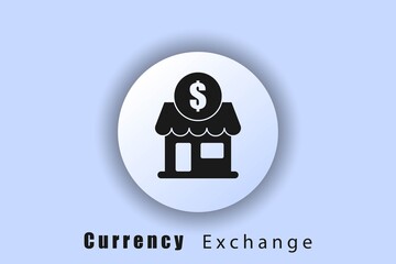 Currency exchange icon. internet icon for sites. User interface icon. White web button. Neomorphism. Vector EPS10