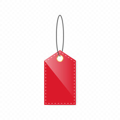 Red Shining Blank Tag isolated on transparent background.