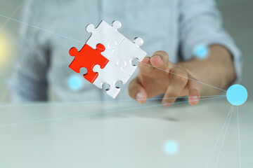 puzzle hand solution concept business.