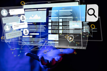 virtual develop interface web application in hand