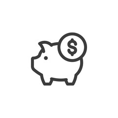 Piggy bank icon on white background