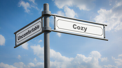 Fototapeta premium Street Sign to Cozy versus Uncomfortable