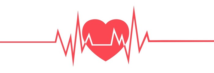 Heart icon in linear design isolated. Heart rate concept. Medical health care.