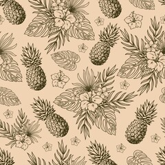 Tropical natural vintage seamless pattern