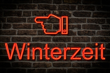 Fototapeta premium Leuchtreklame Winterzeit