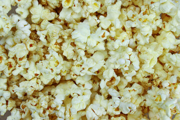 background of caramel popcorn close-up