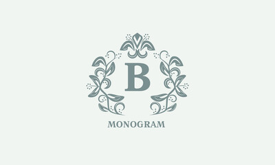 Decorative vector monogram with the initial letter B. Exquisite logo for cafe, bar, restaurant, invitation. Business style or company brand.