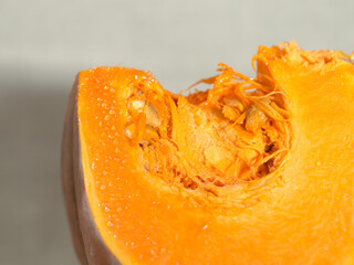 The pumpkin is orange in color, beautiful and healthy