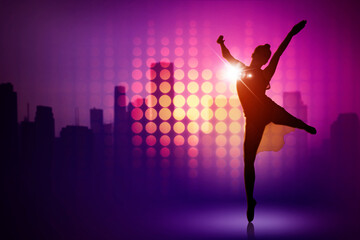 Fototapeta na wymiar Ballet dancer dancing sparkling lights background