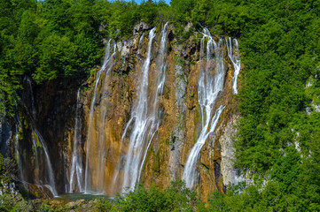 The Veliki Slap Waterfall in Plitvice Lakes National Park, Croatia