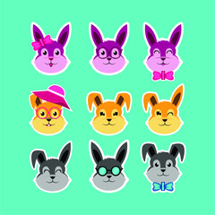 Fototapeta premium set of rabbit for stickers