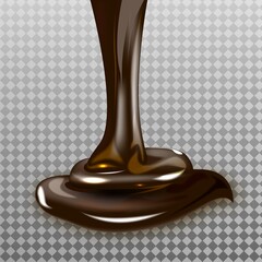 chocolate cocoa flow isolated on transparent background.