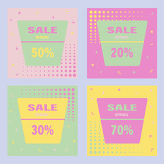 Abstract poster for sale, green, yellow and pink options with different offers