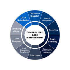 Diagram concept with Centralized Case Management text and keywords. EPS 10 isolated on white background