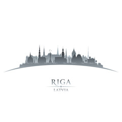 Naklejka premium Riga Latvia city silhouette white background