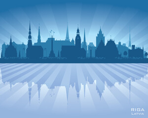Obraz premium Riga Latvia city skyline vector silhouette