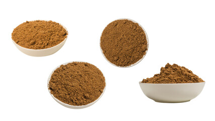 Mix spices in a bowl isolated on white.
