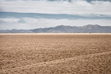 Salt flats with mountains in the distance, Salinas Grandes, Argentina
