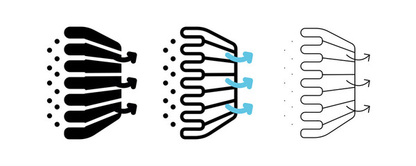Air cleaner filter icons. Editable line shapes. Icon for air purification filtration. Simple line Air Cleaner icon for templates, web design, logo and infographics.
