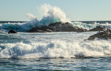 Naklejka premium The force of marine nature on the coasts of Oaxaca.