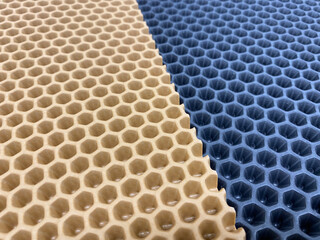 Cellular membrane, light brown and blue. High-tech background texture
