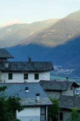 Panoramic view of Valtellina from Ardenno at summer