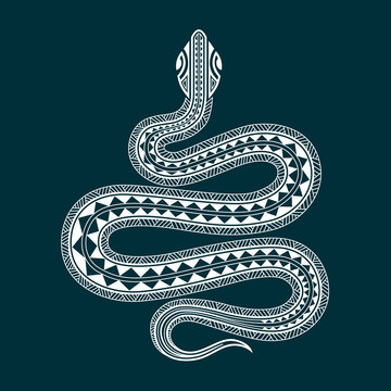 Snake Illustration.  Chinese Zodiac snake sighn. Maori style. 