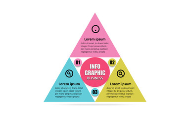 Infographic design triangles joined together to create a pyramid 3 point banner. Presentation business template with three options. Business concept thin line flat infographic presentation 3 steps.