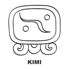 Vector icon with Glyph from Maya calendar Tzolkin. Calendar day symbol Kimi