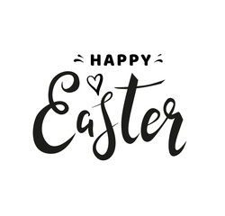 Happy Easter handwritten black modern lettering card design isolated on white background. - Vector illustration