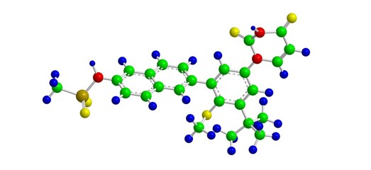 Molecular structure of Dasabuvir, 3D rendering