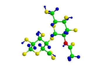 Molecular structure of hyaluronic acid, 3D rendering