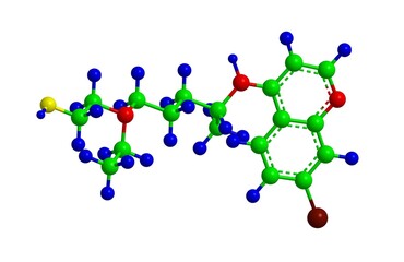 Molecular structure of hydroxychloroquine, 3D rendering