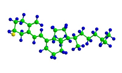 Molecular structure of vitamin D3, 3D rendering