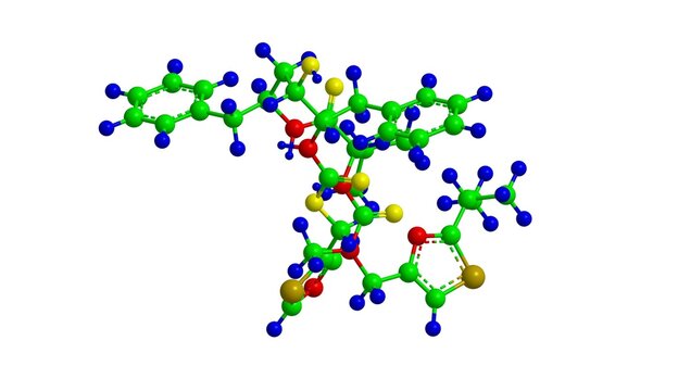 Molecular Structure Of Ritonavir, 3D Rendering