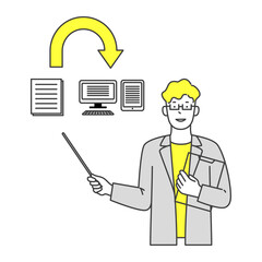 紙の電子化を提案するコンサルタント