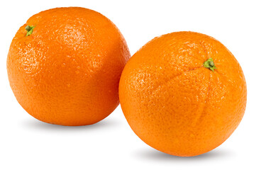 two orange fruits isolated on white background. healthy food. clipping path