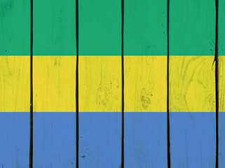 gabon national flag on wooden texture