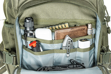 Backpack for hiking and hunting. Camouflage backpack suitable for the forest. Woodland camouflage...