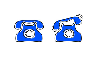 Cartoon stylized image of retro phone, vector