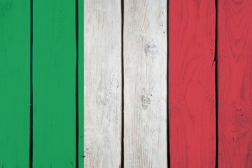 Italian national flag on wooden texture
