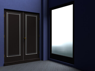 part of the room, door and a window, 3d