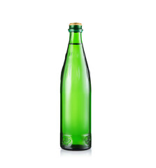 Glass bottle of still clean water isolated on white background
